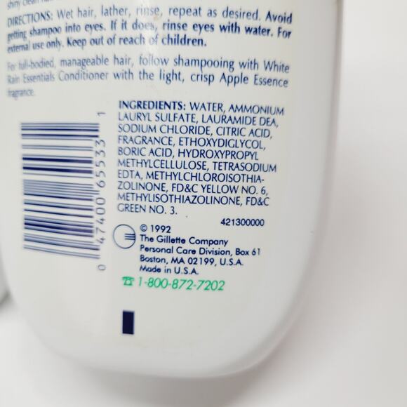 White Rain Essentials Collections Shampoo 1992 Apple Essence 11 Oz Lot Of 3 NOS - Picture 3 of 3